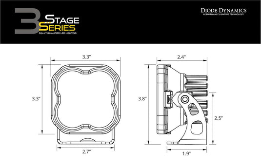 Stage Series 3" SAE/DOT Pro Standard LED Pod (one) White/Yellow - Yota Nation